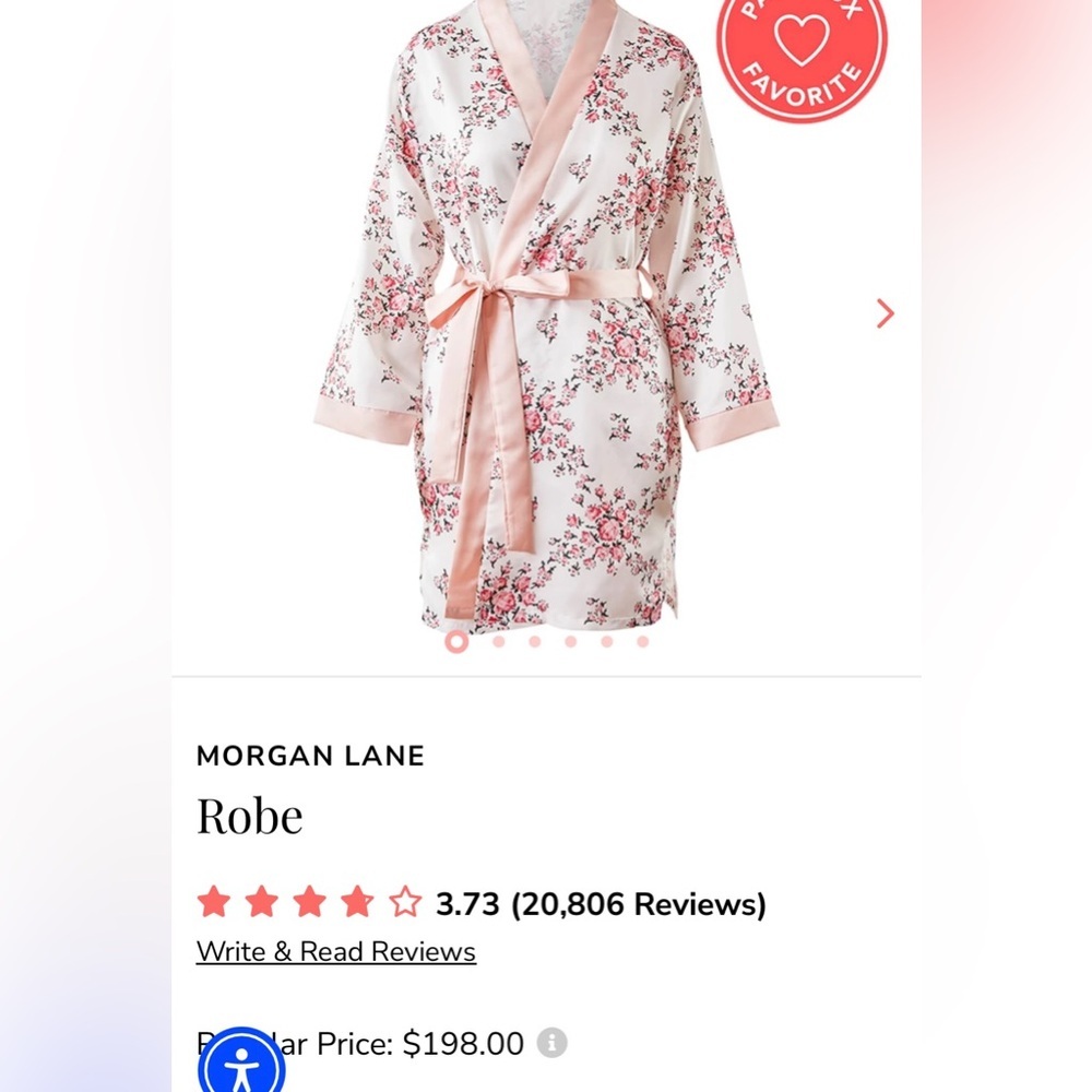 Morgan Lane Pink and White Silky Robe